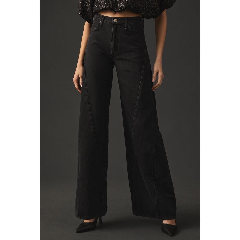 NWT rag & bone Sofie Splice High Rise Jeans Clean Highland Relaxed Fit Black 24